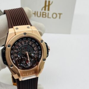 hublot leather wristwatch with branded hublot box