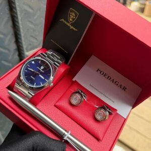 poedagar classic silver wristwatch